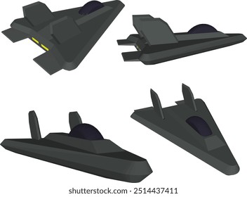 Vector sketch illustration design of anti-radar stealth fighter aircraft war vehicle flying in the
