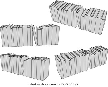 vector sketch illustration design of book collection for interior decoration and library decoration