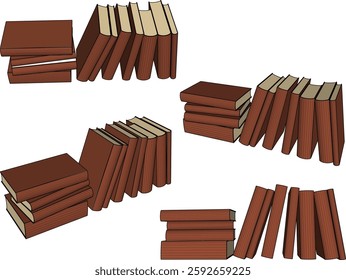 vector sketch illustration design of book collection for interior decoration and library decoration