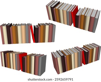 vector sketch illustration design of book collection for interior decoration and library decoration