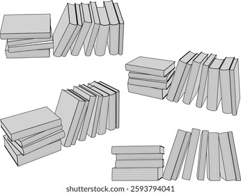 vector sketch illustration design of book collection for interior decoration and library decoration