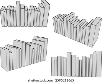 vector sketch illustration design of book collection for interior decoration and library decoration