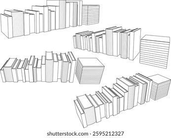 vector sketch illustration design of book collection for interior decoration and library decoration
