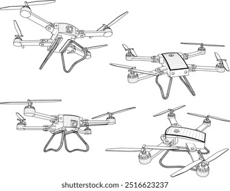 Diseño de la ilustración del bosquejo del Vector de un abejón de la cámara que vuela en el cielo para ver la vista desde arriba 