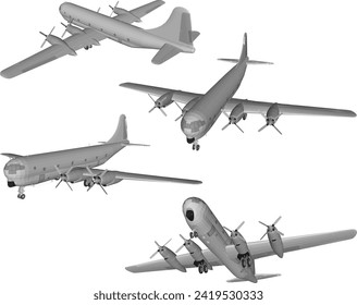 Vektorgrafik der Konstruktion eines Frachtführerboeing-Flugzeugs