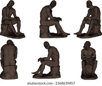 Vector sketch illustration design of classic statue of old gladiator former fighter