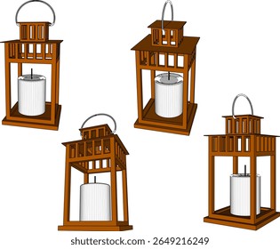 vector sketch illustration design of classic vintage ethnic traditional candle lantern lamp