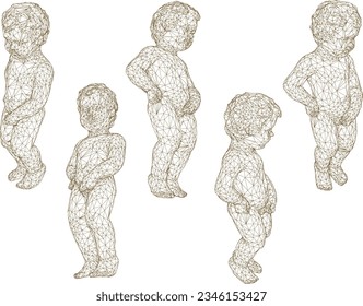 Vector sketch illustration design of a classical vintage greek roman boy statue