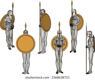 Vektorgrafik-Design der klassischen Statue des Helden Europäische Krieger-Römergrippe