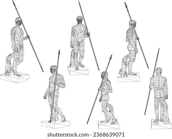 Vector sketch illustration design of classical statue of greek roman sportsman
