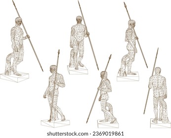 Vector sketch illustration design of classical statue of greek roman sportsman