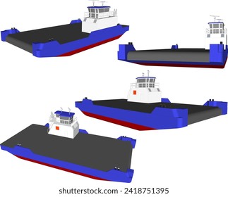 Vector sketch illustration of the design of a coal tanker ship at sea