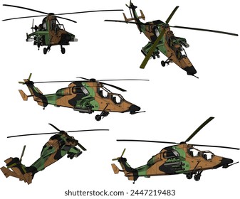 Vector sketch illustration of the design of a combat heli war vehicle with complete advanced weapons