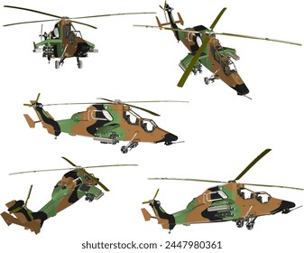 Ilustración de boceto de Vector del diseño de un vehículo de guerra heli de combate con armas avanzadas completas