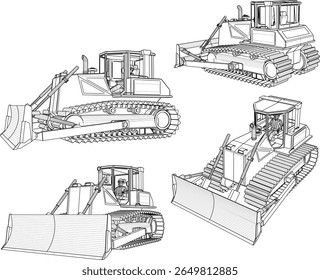 ilustração de esboço vetorial projeto de construção veículo trator bulldozer equipamento pesado para material