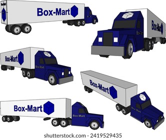 Esbozo vectorial ilustración del diseño de un camión de remolque contenedor transportar mercancías