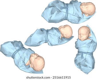 Vector sketch illustration design of cute cute newborn baby with thick blanket