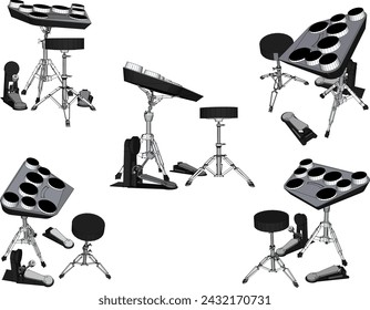 Ilustración de boceto vectorial del diseño del instrumento musical de la banda de dangdut kendang grub