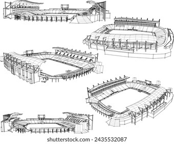 Vector sketch illustration design drawing of modern football sports stadium architecture