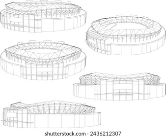 Vector sketch illustration design drawing of modern football stadium architecture