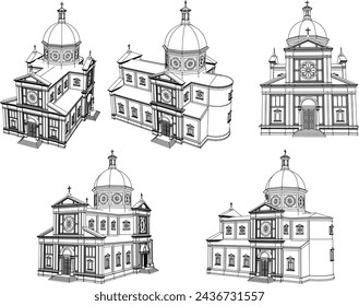 Vector sketch illustration design drawing of Christian holy church architecture