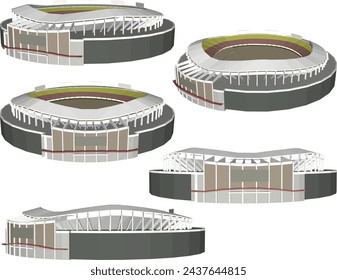 Vector sketch illustration design drawing of modern football stadium architecture