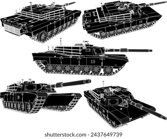 vector sketch illustration design drawing of a tank fighting car in the desert