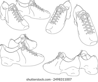 Vektorskizze Illustration Design Zeichnung Silhouette von Sportschuhen für Sport