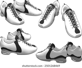 Vector boceto ilustración diseño dibujo silueta de zapatos deportivos para los deportes