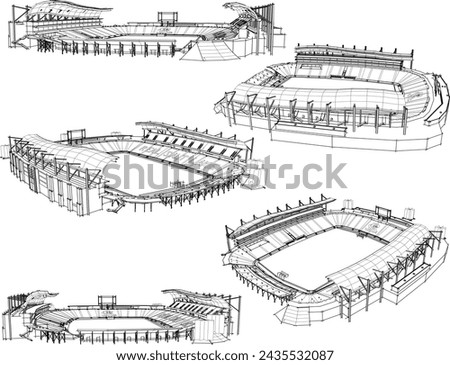 Vector sketch illustration design drawing of modern football sports stadium architecture