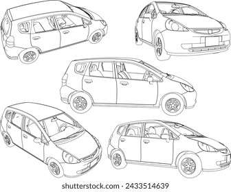 Vector sketch illustration of design for family car transportation for traveling out of town