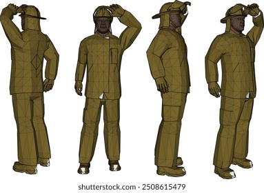 Vector sketch illustration design of firefighter in security uniform
