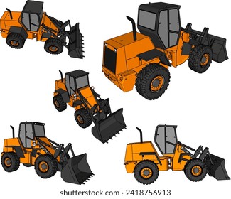 Esbozo vectorial ilustración del diseño de un buldozer pesado para nivelar el terreno
