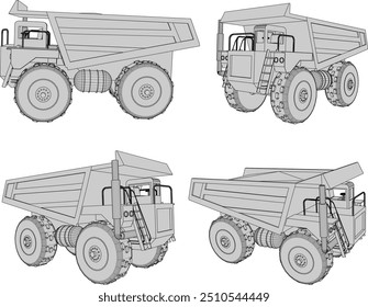 Vector sketch illustration of the design of a heavy equipment vehicle, a tronton truck carrying goods in the construction industry