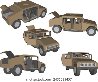 vector sketch illustration design image of a combat car in the desert