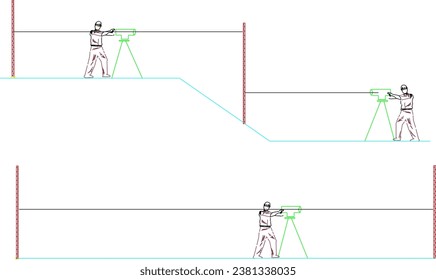 Vector sketch illustration design of initial working method of road works