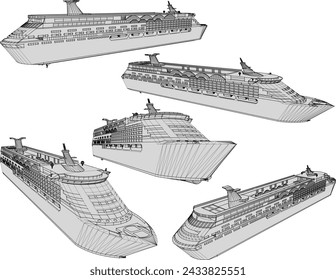 Vector sketch illustration design of luxury travel cruise ship around the world