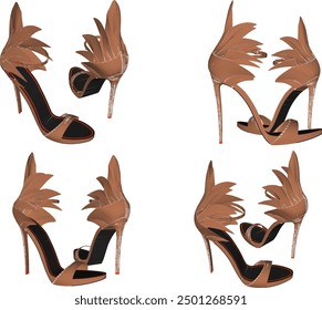 Vector sketch illustration design of luxury women's fashion high heel sandals for special events