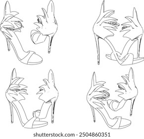 Vector sketch illustration design of luxury women's fashion high heel sandals for special events