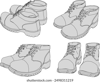 Vector sketch illustration design of men's project safety sneakers sandals for walking and working