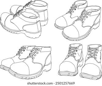 Vector sketch illustration design of men's project safety sneakers sandals for walking and working