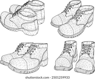 Vector sketch illustration design of men's project safety sneakers sandals for walking and working