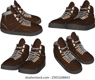 Vector sketch illustration of the design of men's fashion sports shoe sandals, sneakers for certain events