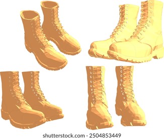 Vector sketch illustration of design of men's boots sandals for soldiers to wear in battle