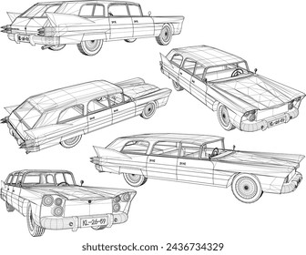 Vektor-Skizze Illustration Design eines alten klassischen Vintage Limousine Auto