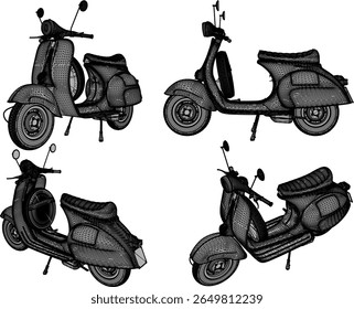 vetor esboço ilustração projeto de velho clássico vintage retro estilo raro item motocicleta