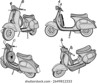 vetor esboço ilustração projeto de velho clássico vintage retro estilo raro item motocicleta