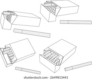 Vector boceto ilustración diseño de un paquete de cigarrillos peligrosa fuente de nuevas enfermedades ahumado un palo