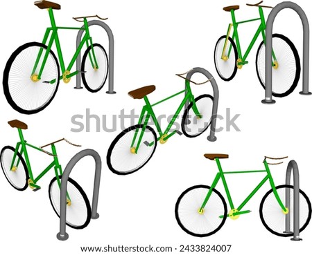 Vector sketch illustration design of parking bicycle lock security device in park