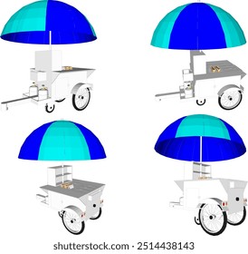 Vector sketch illustration design of a pushcart selling hot dogs and hamburgers